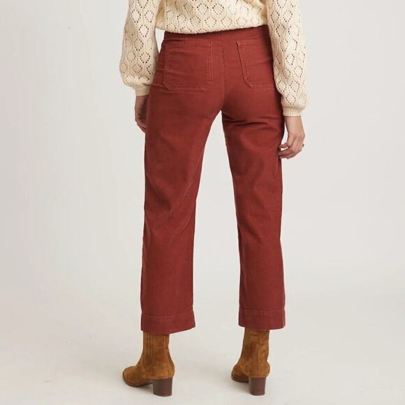 Marine Layer Bridget Corduroy Pant Button Fly Crop Trousers Barn Red NWT 12 - Picture 2 of 8